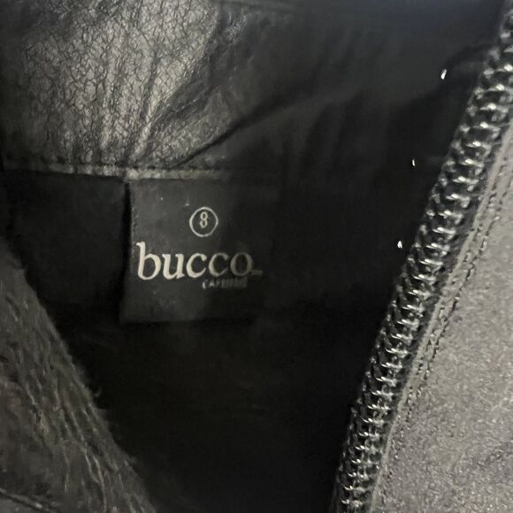 Bucco Black Fringe Block Heel Side Zip Booties Size 8 - Picture 9 of 9